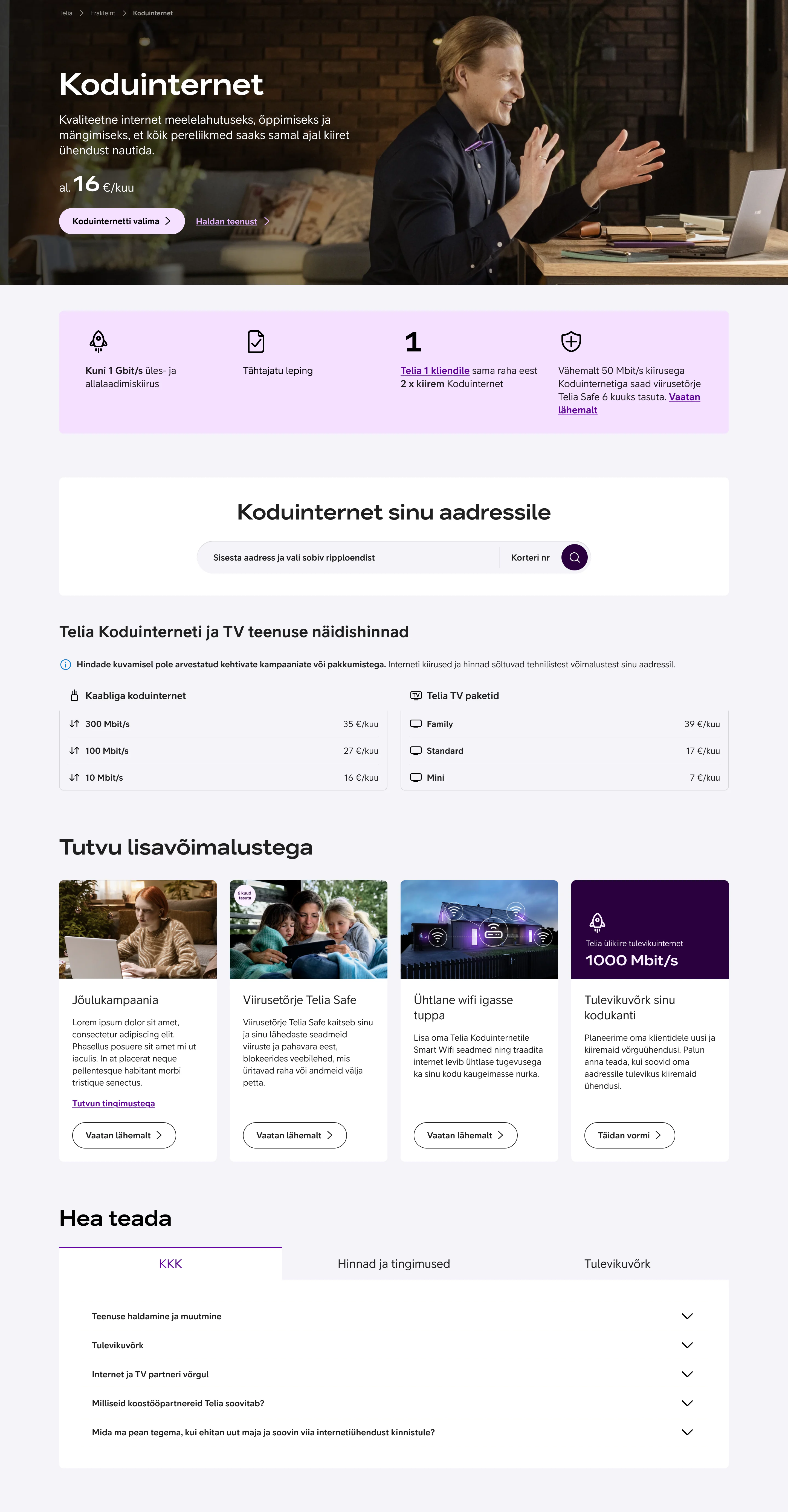 Before: old Telia service page